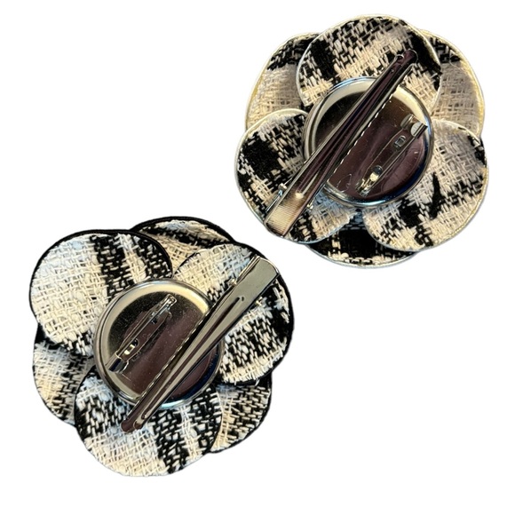 Tweed Pearl Flower Pin Hair Clip - Picture 9 of 9